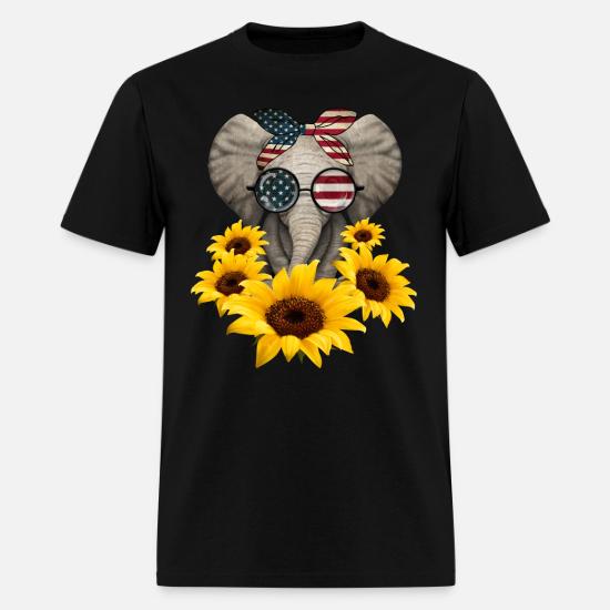 Elephant Sunflower American Flag 4th Of 